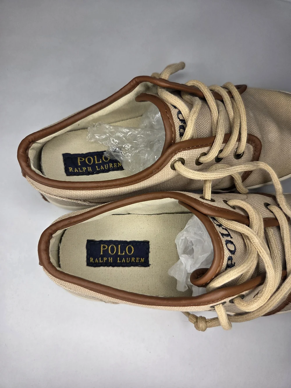 Polo by Ralph Lauren Kids Beige Canvas Lace-Up Shoes Size 2.5